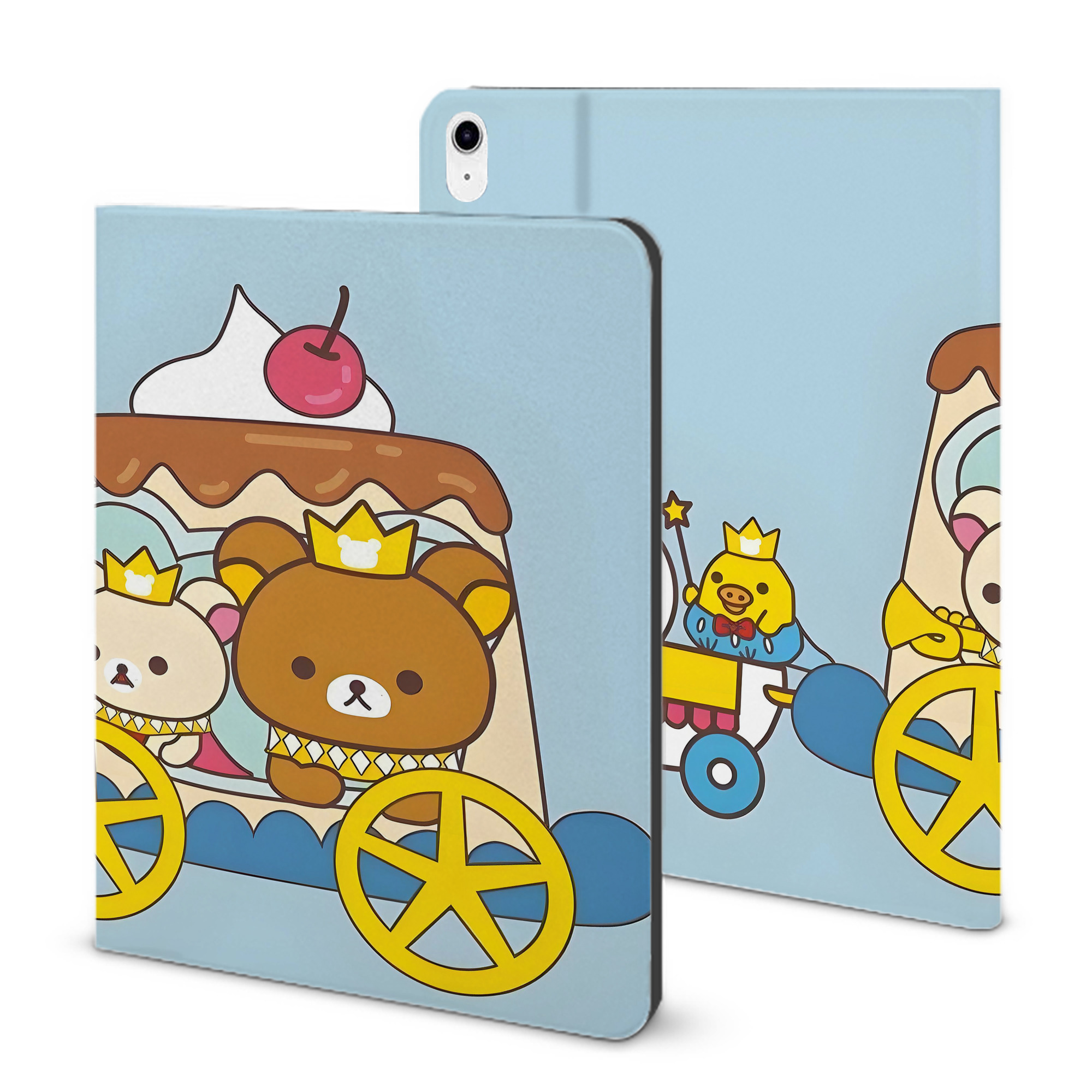 （画像用） リラックマ リラックマ キイロイトリ Rilakkuma Korilakkuma Kiiroitori IPad ケース ブック型 PUレザー TPU 耐衝撃 軽量 薄型 ペン収納なし 全面保護 IPad 各モデル対応
